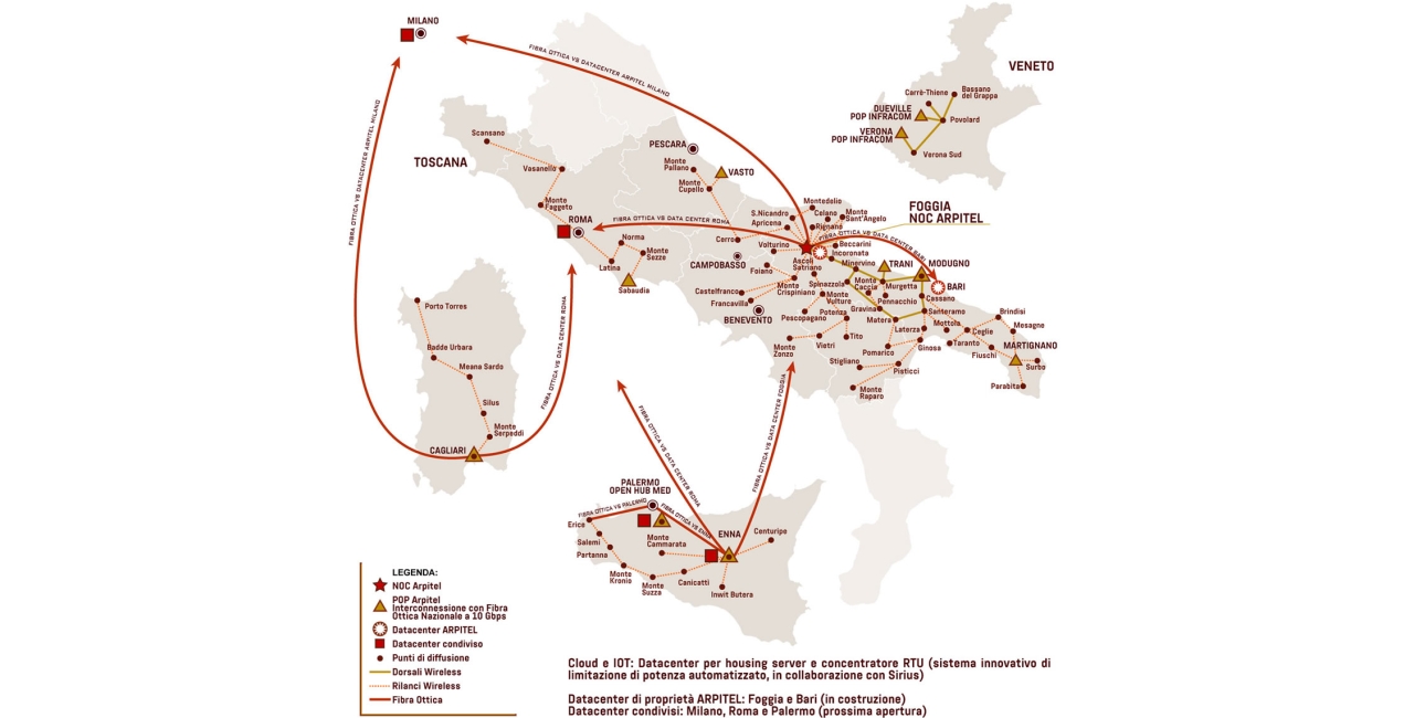 La nostra rete copre più di 50.000 Kmq di territorio nazionale